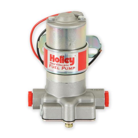 Holley Red Electric Fuel Pumps 12-801-1 Pumps, Electric, External, 97 gph, 367 lph, 7 psi, 12V, 3/8 in. NPT Ports, Female Thread, Aluminum, Silver Finish, Each thumbnail 1