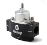 Holley HP Billet Fuel Pressure Regulators 12-841 Regulators, Billet, Low Pressure, 4.5 to 9 psi, Return Style, 3/8 in. NPT, Inlet and Outlet, Black Finish, Bracket, Each thumbnail 2