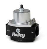 Holley Dominator Billet Fuel Pressure Regulators 12-847 Regulators, Billet, 4.5 to 9 psi, Inline, Return Style, -10 AN Inlet and Outlet, -8 AN Return, Black Finish, Bracket, Each thumbnail 2