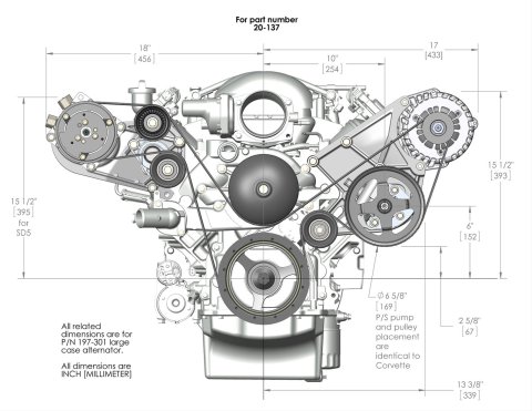 Holley LS Engine Swap Accessory Drive Systems 20-137 Pulley Sets, Serpentine, System, Sanden 508 A/C, Chevy, V8, Kit thumbnail 1