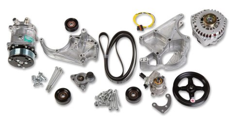 Holley LS Engine Swap Accessory Drive Systems 20-137 Pulley Sets, Serpentine, System, Sanden 508 A/C, Chevy, V8, Kit thumbnail 2
