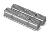 Holley Vintage Series Valve Covers 241-240 Covers, Series, Perimeter Bolt, Tall, Finned, Logo, Cast Aluminum, Natural Finish, Baffled, Chevy, 283-400ci, Pair thumbnail 4