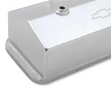 Holley Track Series Valve Covers 241-285 Covers, Series, Centerbolt, Tall, Chevrolet Logo, Fabricated Aluminum, Silver Gloss, Baffled, Chevy, 5.0L, 5.7L, Pair thumbnail 3