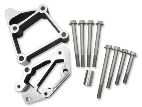 Holley LS Engine Accessory Drive Kits 21-3BK Bracket Spacer Kits, Aluminum, Black Finish, Long Alignment, Chevy, Small Block LS, Each