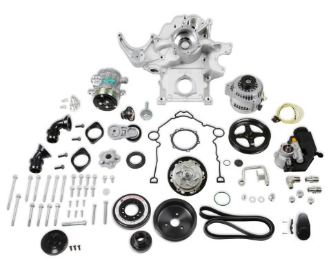 Holley Mid-Mount Complete Accessory Systems 20-292 Drive Systems, Mid-Mount, Gen III, Hemi, Non-VVT, Serpentine, 6-groove, Alternator, Power Steering, AC, Water Pump, Belts, Natural, Kit