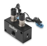 Holley Boost Control Solenoids 557-201 Controllers, EFI, Dual Solenoid Valve, Billet Aluminum, 3 Port Manifold, 1/4 in. NPT, Push-lock Fittings, Two Trminated Connectors, Each thumbnail 1