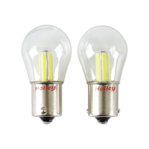 Holley RetroBright LED Light Bulbs HLED04 Bulbs, RetroBright, LED, 1156 Style, Modern White, 5,700K, 580 Lumens, Turn Signal Bulbs, Pair