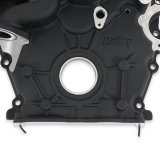Holley Ford 7.3L Godzilla Timing Covers 97-418 Covers, Replacement, Cast Aluminum, 1-piece, Black Powdercoat, for High-Mount Accessory Drive and OE Oil Pan Only, Ford, 7.3L, Godzilla, Each thumbnail 1