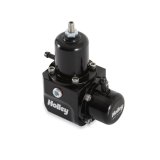 Holley EFI Fuel Pulse Dampers 12-1001 System Dampers, Billet Aluminum, Black Anodized, 40-100 psi, -6 AN Female Threads Inlet/Outlet, Each thumbnail 1
