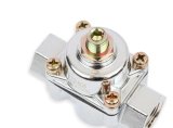 Holley Fuel Pressure Regulators 12-804 Regulators, Low Pressure, 1-4.psi, No Return, Inline, 3/8 in. NPT Ports, Female Thread, Aluminum, Chrome Plated, with Bracket, Each thumbnail 3