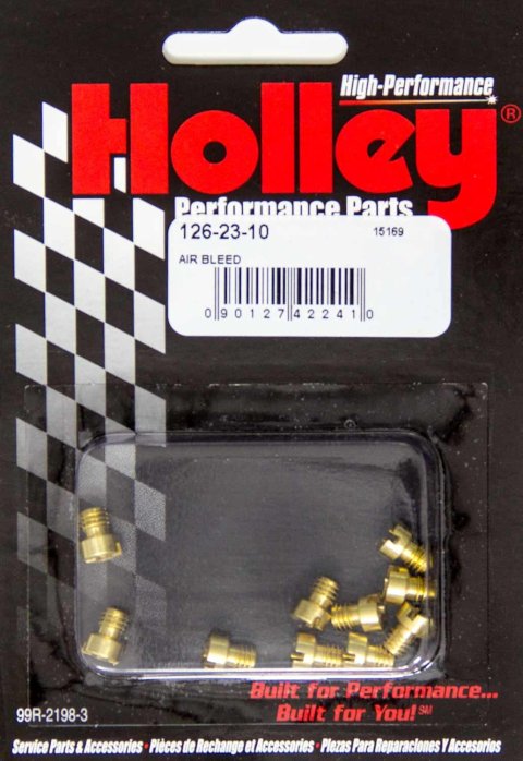 Holley Air Bleed Kits 126-35-10 Bleeds, Replaceable, Screw-in, Brass, 0.035 in. Diameter, 10 in.-32 Thread, for 4150 HP, 4500 Models, 10-piece, Set thumbnail 2