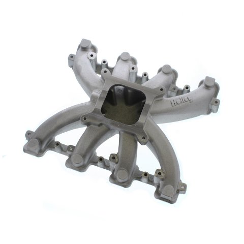 Holley LS Mid-Rise Carbureted Intake Manifolds 300-131 Manifolds, Mid-Rise, Standard Deck, Single Carburetor, Single Plane, 5,500-7,000 RPM Range, Aluminum, Satin Finish, Chevy, 6.0L, 6.2L, Each