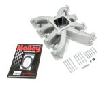 Holley LS Mid-Rise Carbureted Intake Manifolds 300-131 Manifolds, Mid-Rise, Standard Deck, Single Carburetor, Single Plane, 5,500-7,000 RPM Range, Aluminum, Satin Finish, Chevy, 6.0L, 6.2L, Each thumbnail 4