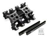 Holley LS 2x4 Dual Plane Fuel Injected Intake Manifolds 300-121BK Manifolds, 2x4, Throttle Body, Flange, 1,500-7,000 RPM Range, Aluminum, Black Finish, Chevy, 4.8-6.0L, Cathedral Head, Each thumbnail 1