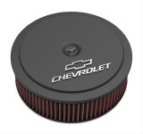 Holley GM Muscle Series Air Cleaners 120-221 Cleaners, Series, 14 in. Round, 1 in. Drop, Chevy Logo, Aluminum, Black Finish, 4 in. Filter, Red, Cotton Gauze, Chrome Wing nut, Kit thumbnail 1