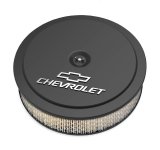 Holley GM Muscle Series Air Cleaners 120-212 Cleaners, Series, 14 in. Round, 1 in. Drop, Chevy Logo, Aluminum, Black, Satin Finish, 3 in. Paper Filter, Aluminum Wing nut, Kit thumbnail 2