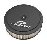 Holley GM Muscle Series Air Cleaners 120-212 Cleaners, Series, 14 in. Round, 1 in. Drop, Chevy Logo, Aluminum, Black, Satin Finish, 3 in. Paper Filter, Aluminum Wing nut, Kit thumbnail 3