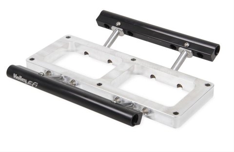 Holley Supercharger Injector Spacers with EFI Rails 17-92 Throttle Body Spacers, 6-71/8-71 Supercharger, Billet Aluminum, Clear Anodized, Fuel Rails, Each