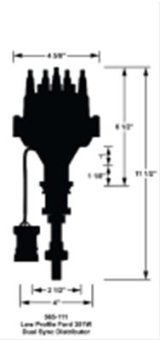 Holley EFI Dual-Sync Distributors 565-111 Distributors, EFI, Dual-Sync, Hall Effect, Computer-controlled Advance, Male/HEI, Black Cap, Steel Gear, Polished Housing, Ford, 5.8L, Each thumbnail 8
