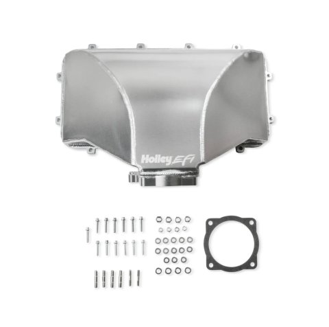 Holley EFI Ford Fabricated Hi-Ram Intake Manifold Tops 300-280 Manifolds, Fabricated, Hi-Ram, Throttle Body, Top Only, 95mm Bore, Aluminum, Natural Finish, Ford, 5.0L, Windsor, Kit thumbnail 5