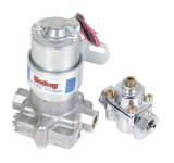 Holley Blue Electric Fuel Pumps 12-802-1 Pumps, Electric, External, 110 gph, 416 lph, 14 psi, 12V, 3/8 in. NPT Ports, Female Thread, Aluminum, Silver Finish, with Regulator, Each thumbnail 1