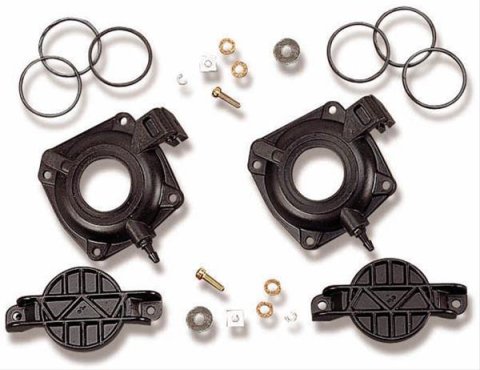 Holley Vacuum Secondary Carburetor Accessories 20-73 Dual Quick Change Covers, Diaphragm, Plastic, Black, Holley, with Balance Tube for Dual Carbs, Pair
