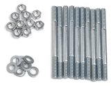 Holley Intake Manifold Studs 300-225 Studs, Hi-Ram, Steel, Natural, Standard 6-point Nuts, Chevy, Small Block LS, Kit thumbnail 1