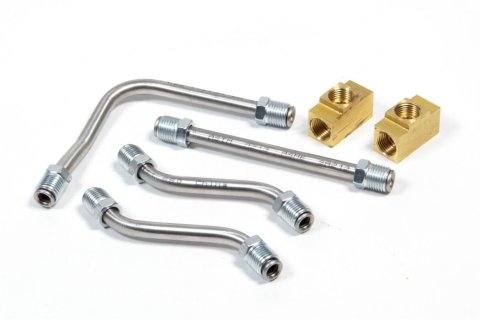 Holley Fuel Lines 34-51 Lines, 3x2 Carburetors, Single Inlet, Triple Outlet, 1/2 in.-20 Female Thread, Stainless Steel, 2300, Kit