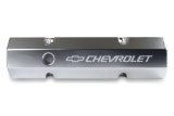 Holley Track Series Valve Covers 241-287 Covers, Series, Perimeter Bolt, Tall, Chevrolet Logo, Fabricated Aluminum, Polished, Baffled, Chevy, Gen I, 283-400ci, Pair thumbnail 5