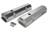 Holley Track Series Valve Covers 241-287 Covers, Series, Perimeter Bolt, Tall, Chevrolet Logo, Fabricated Aluminum, Polished, Baffled, Chevy, Gen I, 283-400ci, Pair thumbnail 7