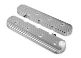 Holley Vintage Series Valve Covers 241-131 Covers, Series, Centerbolt, Stock Height, Finned, Cast Aluminum, Polished Finish, Chevy, LS, 4.8-7.0L, Pair thumbnail 5