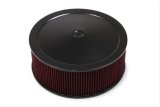 Holley 4500 Drop Base Air Cleaner Assemblies 120-4660 Cleaners, 16 in. Round, 7.50 in. Horn, Dropped Base, Steel, Black Satin, Cotton Gauze Filter, Red, 6 in. Tall, fits Model 4500, Each thumbnail 5