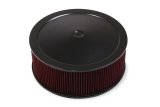 Holley 4500 Drop Base Air Cleaner Assemblies 120-4660 Cleaners, 16 in. Round, 7.50 in. Horn, Dropped Base, Steel, Black Satin, Cotton Gauze Filter, Red, 6 in. Tall, fits Model 4500, Each thumbnail 6
