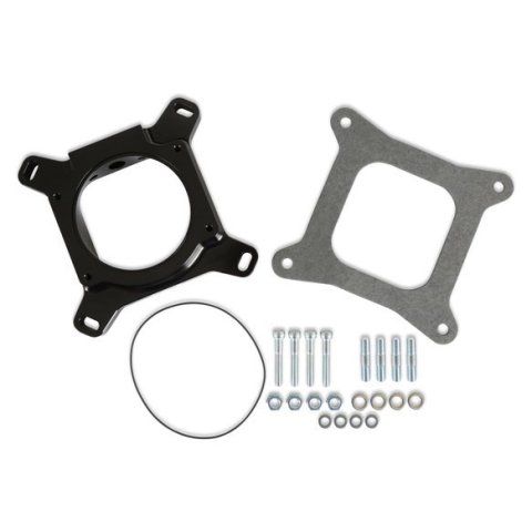 Holley Throttle Body to Carbureted Manifold Adapters 17-93 Adapters, Adapter, Open Center, Billet Aluminum, Black Anodized, 1.00 in. Height, Square Bore, Kit thumbnail 5