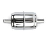 Holley Chrome Inline Fuel Filters 162-523 Filters, Inline, Chrome, Steel, 3/8 in. Hose Barb Inlet and Outlet, Each thumbnail 3