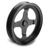Holley Power Steering Pulleys 97-152 Pulleys, Holley, Replacement, 6-groove, LS Serpentine, Press-fit, Steel, Black, 6.70 in. OD, 0.66 in. Bore, for Saginaw Pump, Each thumbnail 2