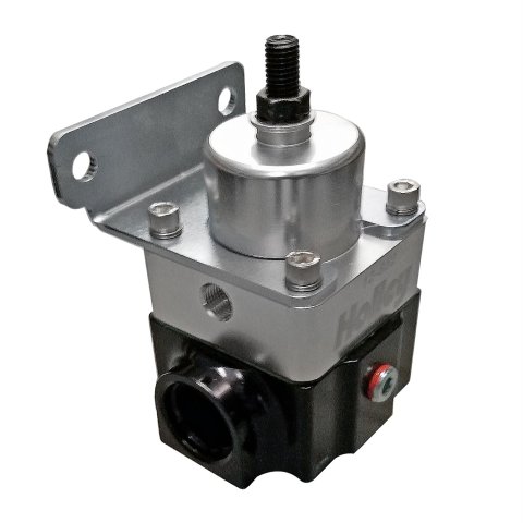 Holley VR Series Fuel Pressure Regulators 12-852 Regulators, Series, Inline, Return Style, 4-9 psi, Billet Aluminum, Black/Clear Anodized, Each