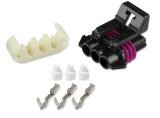 Holley Wiring Harness Connectors 570-223 Weatherproof Connectors, EFI, Replacement, Hall Effect Sensor Connector, Metripack, 3-pin Female, Black, Pins, Seals, TPA, for 554-118, Each thumbnail 1