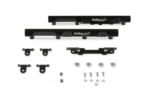 Holley EFI Hi-Flow Billet Fuel Rails 534-284 Rails, Rails, Aluminum, Black Anodized, -8 AN O-ring Inlet Size, Hi-Flow, Chrysler, Dodge, Jeep, Ram, Kit