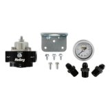 Holley Bypass Fuel Pressure Regulator Kits 12-840KIT Regulators, Regulator, Inline, 4.5-9 psi, No Return, 3/8 in. Inlet and Outlet, Black Finish, Fittings, Gauge, Bracket, Kit thumbnail 2