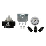 Holley Bypass Fuel Pressure Regulator Kits 12-840KIT Regulators, Regulator, Inline, 4.5-9 psi, No Return, 3/8 in. Inlet and Outlet, Black Finish, Fittings, Gauge, Bracket, Kit thumbnail 4
