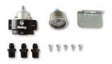 Holley Bypass Fuel Pressure Regulator Kits 12-841KIT Regulators, Regulator, Inline, 4.5-9 psi, Return Style, 3/8 in. NPT, Inlet and Outlet, Black, Fittings, Gauge, Bracket, Kit thumbnail 2