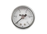 Holley Analog Fuel Pressure Gauges 26-500 Gauge, Pressure, 0-15 psi, 1 1/2 in. Diameter, Analog, 1/8 in. npt, Full Sweep, Mechanical, White Face, Each thumbnail 3