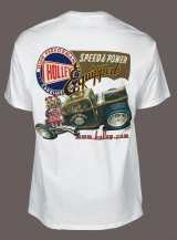 Holley Retro T-Shirt 10000-XXXLHOL T-Shirts, Retro, Short Sleeve, Cotton, White, Speed and Power Equipped Logo, Men's 3X-Large, Each thumbnail 2