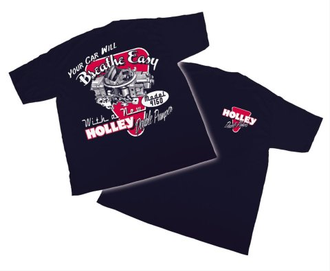Holley Retro Double Pumper T-Shirts 10010-XXLHOL T-Shirts, Pumper, Short Sleeve, Navy Blue, Cotton, Crew Neck, Men's, 2X-Large, Each