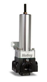 Holley VR Series Fuel Pressure Regulators 12-864 Regulators, Series, 4 port, Inline, Return Style, 40-100 psi, 1/8 in. NPT Gauge Port, -10 AN O-ring ports, Aluminum, Black Base, Each thumbnail 3