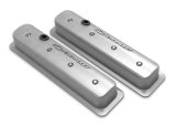 Holley Muscle Series Valve Covers 241-290 Covers, Series, Centerbolt, Chevrolet Logo, Cast Aluminum, Natural Finish, Baffled, Chevy, Gen I, 283-400ci, Pair thumbnail 2