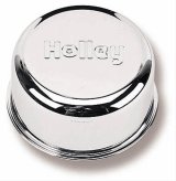 Holley Valve Cover Breather Caps 241-209 Breathers, Cover, Push-in, 1.250 in. OD Tube, Round, Steel, Chrome Plated, Logo, Universal, Each thumbnail 1