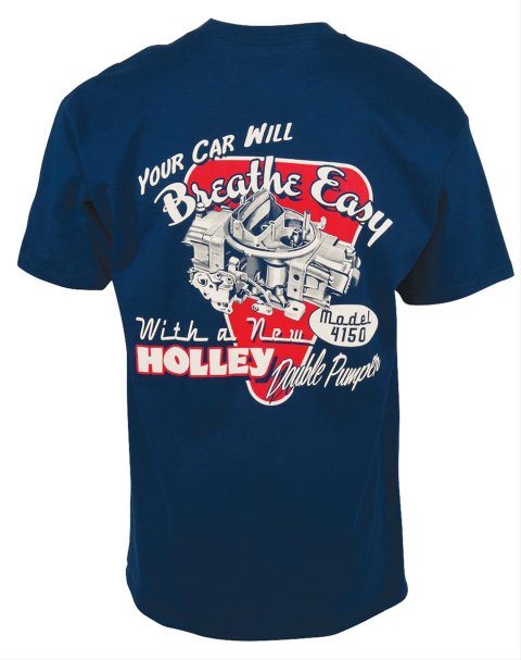 Holley Retro Double Pumper T-Shirts 10010-XXXLHOL T-Shirts, Pumper, Short Sleeve, Navy Blue, Cotton, Crew Neck, Men's, 3X-Large, Each