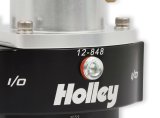 Holley Dominator Billet Fuel Pressure Regulators 12-848 Regulators, Billet, 15-65 psi, Inline, Return Style, -10 AN Inlet and Outlet, -8 AN Return, Black Finish, Bracket, Each thumbnail 6
